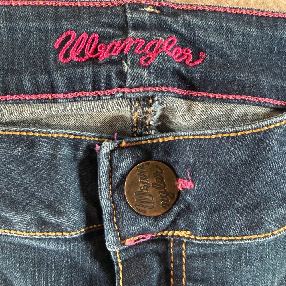 Wrangler Bootcut Jeans 13/14 x 34 Blue Embroidered Pockets 10MWZMT 10MWAMT - Picture 2 of 9